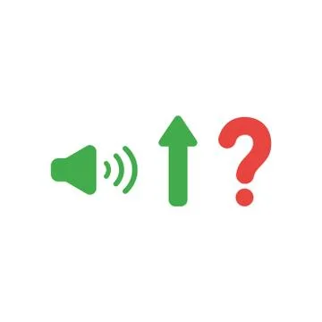 Flat design vector concept of  high speaker sound, loud voice with arrow up a Stock Illustration