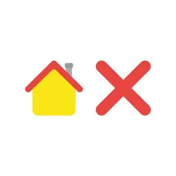 Flat design vector concept of house with x mark Stock Illustration