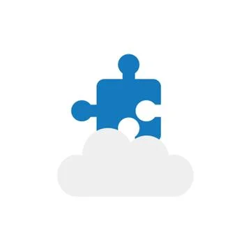 Flat design vector concept of jigsaw puzzle piece on cloud Illustrazione stock