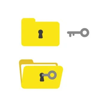 Flat design vector concept of key unlock closed folder and open Stockillustratie