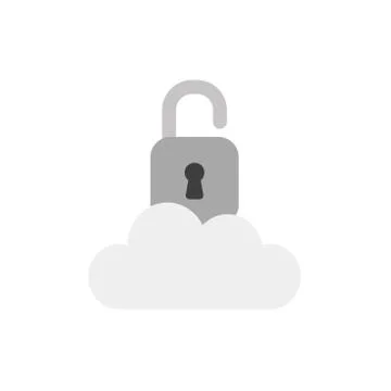 Flat design vector concept of open padlock on cloud イラスト素材