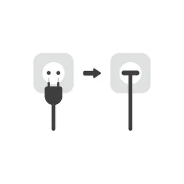 Flat design vector concept of plug and outlet and plugged into outlet Stockillustratie