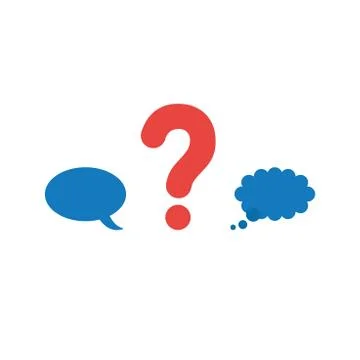 Flat design vector concept of question mark between speech bubble and thought Stock Illustration