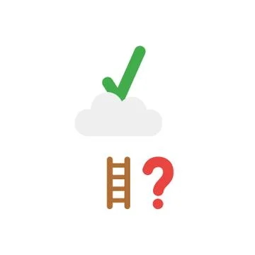 Flat design vector concept of reach to check mark on cloud with short ladder  Stock Illustration