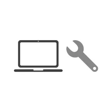 Flat design vector concept of repair laptop with spanner Illustrazione stock
