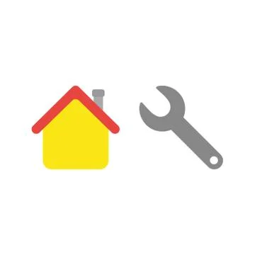 Flat design vector concept of repair house with spanner Stock Illustration