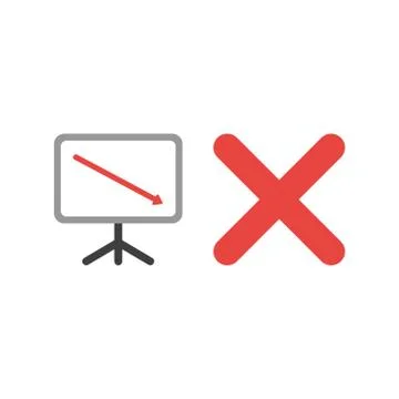 Flat design vector concept of sales presentation chart arrow moving down with Stock Illustration