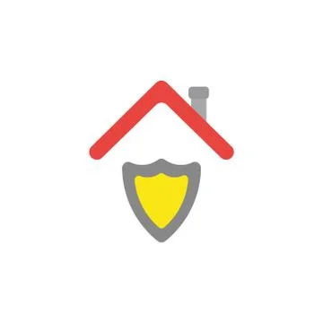 Flat design vector concept of shield guard under roof Ilustración de archivo