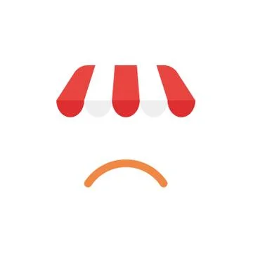 Flat design vector concept of shop store awning with sulking mouth Stock Illustration