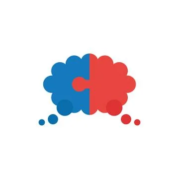 Flat design vector concept of two pieces puzzle thought bubble Stock Illustration