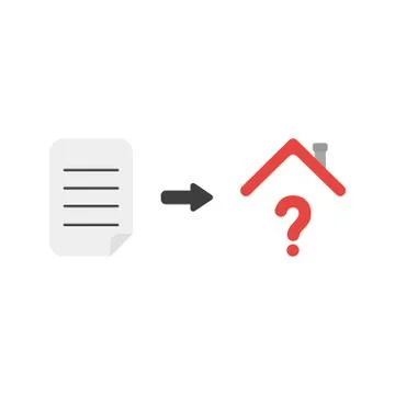 Flat design vector concept of written paper and question mark under house roo Illustrazione stock