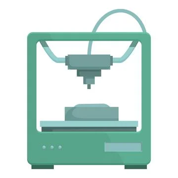 Flat design vector graphic of a green 3d printer, perfect for technologythemed Stock Illustration