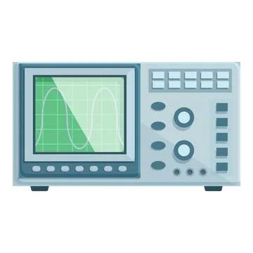 Flat design vector graphic of a modern digital oscilloscope for electronic Stock Illustration