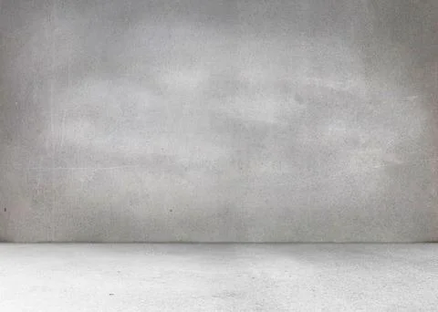 Flat design vector graphic showing empty concrete studio with rough gray wall Stock Photos