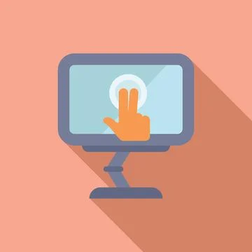Flat design vector of a hand cursor clicking on a computer monitor, implying Illustrazione stock