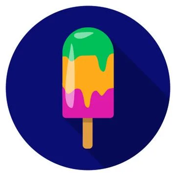 Flat design vector icecream icon with long shadow, isolated Stock Illustration
