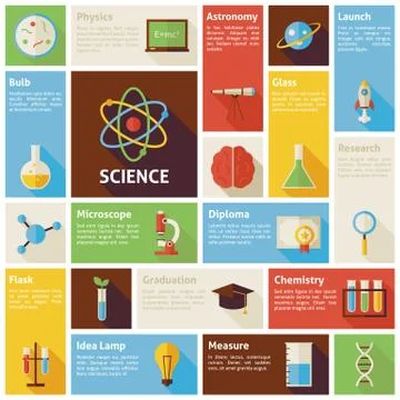 Flat Design Vector Icons Infographic Science and Education Concept Stock Illustration