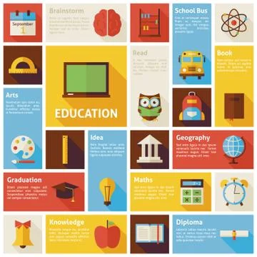 Flat Design Vector Icons Infographic Education Concept 库存插图
