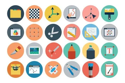Flat Design Vector Icons Pack Stock Illustration