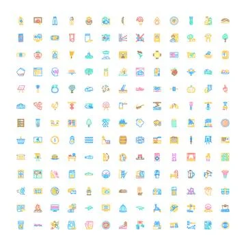 Flat design vector icons set providing various symbols Stock Illustration