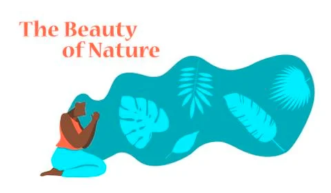 Flat design vector illustration of afro american woman with beautiful hair. Stock Illustration