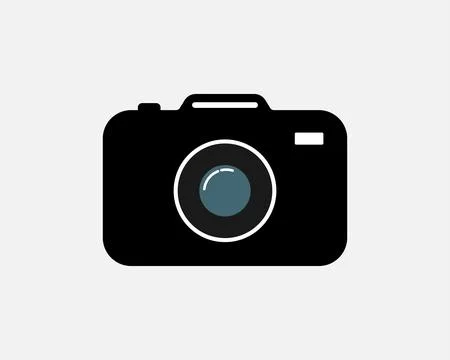Flat design vector illustration of a black digital camera icon Stock Illustration