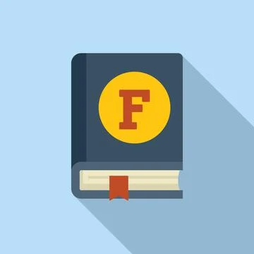 Flat design vector illustration of a book with letter f Stock Illustration