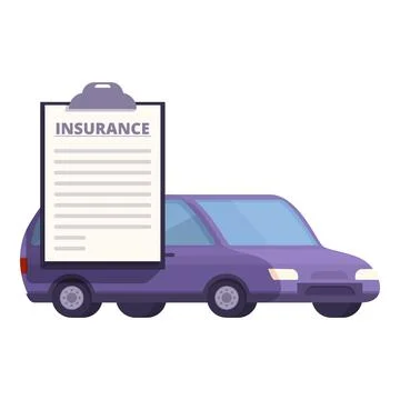 Flat design vector illustration of a car with an insurance policy clipboard Stock Illustration