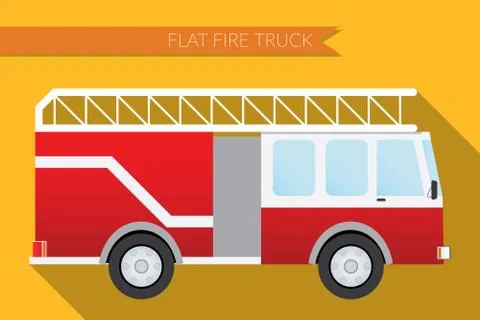 Flat design vector illustration city Transportation, fire truck, side view Illustrazione stock