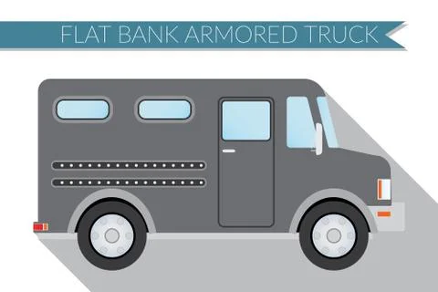 Flat design vector illustration city Transportation, bank armored Truck, side Stock Illustration