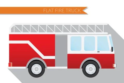 Flat design vector illustration city Transportation, fire truck, side view Stock Illustration
