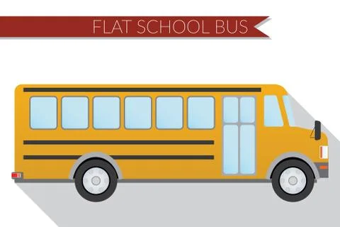 Flat design vector illustration city Transportation, school bus, side view Stock Illustration