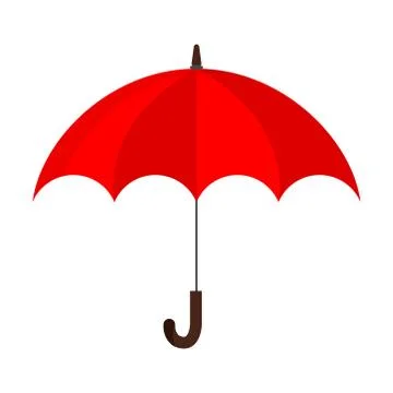 Flat design vector illustration of classic elegant opened red umbrella cane i Stock Illustration