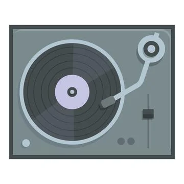 Flat design vector illustration of a classic record player isolated on a light Stock Illustration