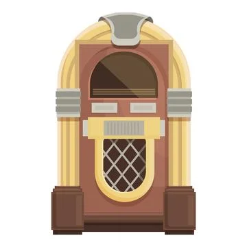 Flat design vector illustration of a classic wooden jukebox with retro details Stock Illustration