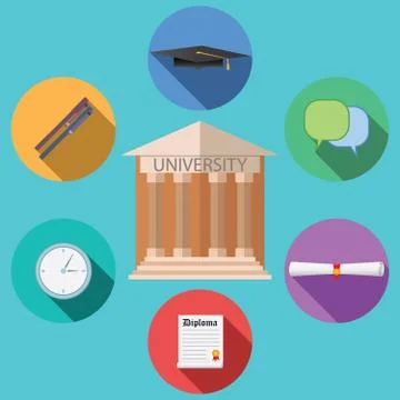 Flat design vector illustration concept for University building education ico Stockillustratie