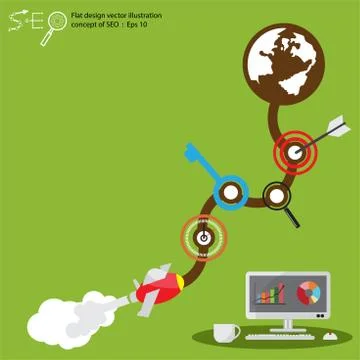 Flat design vector illustration concept of SEO Stock Illustration