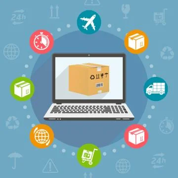 Flat design vector illustration concept for delivery service Ilustração Stock