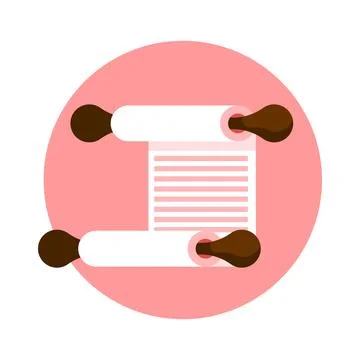 Flat design vector illustration concept of paper scroll with chicken legs. Illustrazione stock