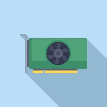 Flat design vector illustration of a contemporary gpu with shadow on a blue Illustrazione stock