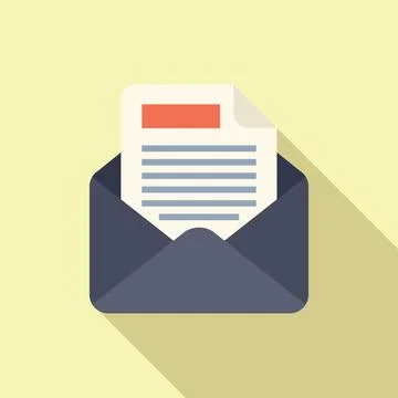 Flat design vector illustration of envelope with letter Stock Illustration