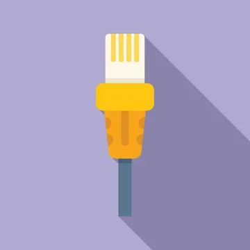 Flat design vector illustration of an ethernet cable connector with shadow on a Stock Illustration