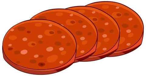 Flat Design Vector Illustration of Four Pepperoni Slices Stock Illustration