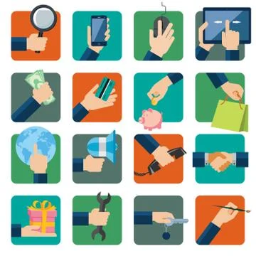 Flat design vector illustration icons set Stock Illustration