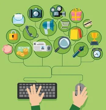 Flat design vector illustration icons set Stock Illustration