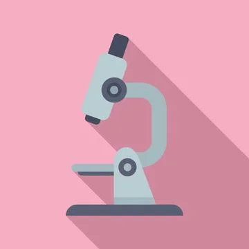 Flat design vector illustration of microscope on pink background Illustrazione stock