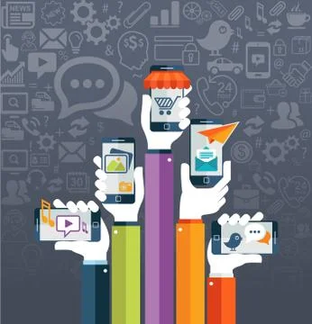 Flat design vector illustration mobile apps concept Stock Illustration