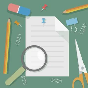 Flat design vector illustration of office supplies. - Illustration Stock Illustration