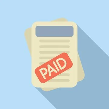 Flat design vector illustration of a paid invoice document with long shadow 스톡 일러스트