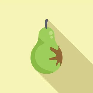 Flat design vector illustration of pear with bite mark Stock Illustration